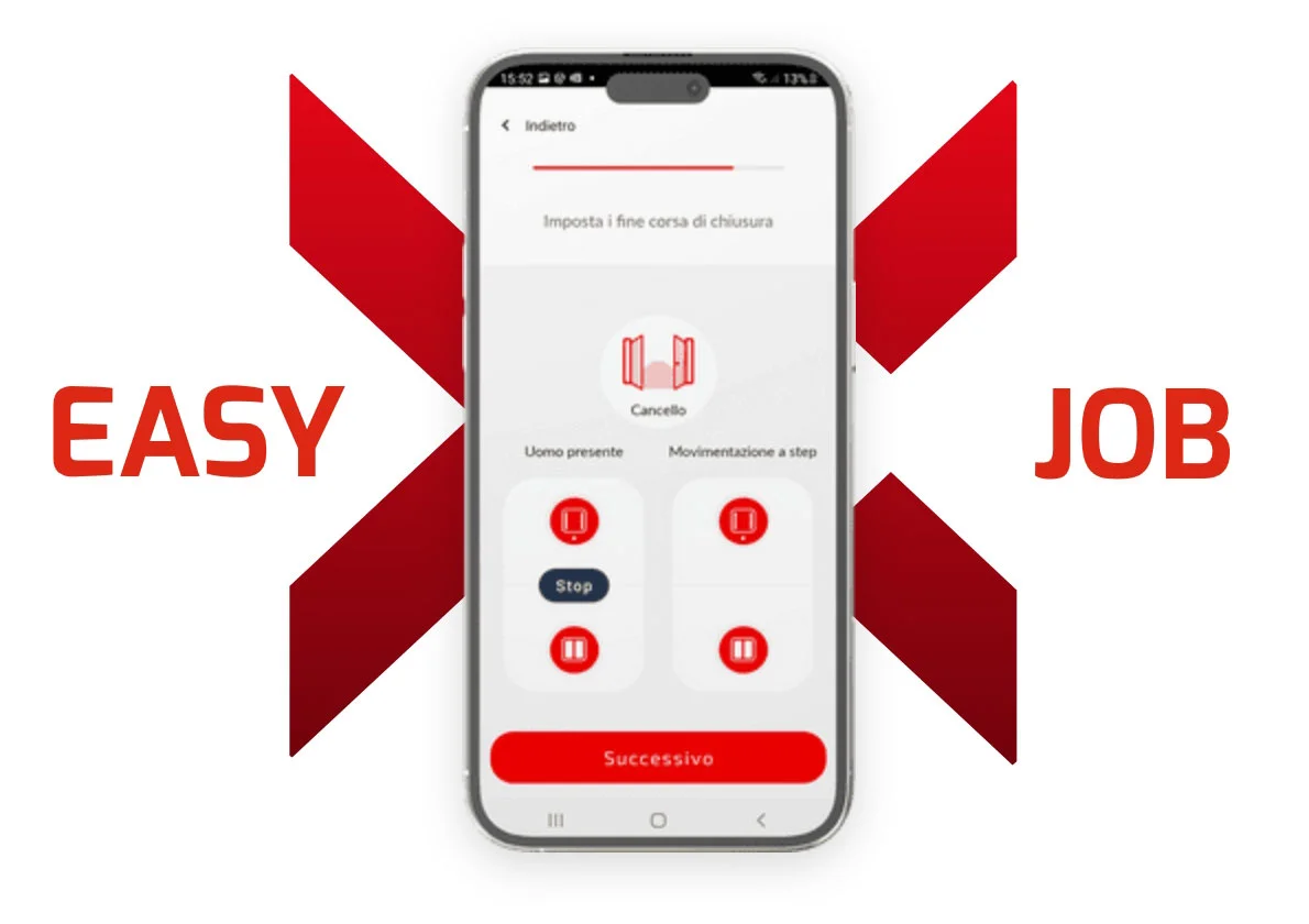 BFT EasyAXS programėlė montuotojui – vartų automatikos konfigūravimas telefonu